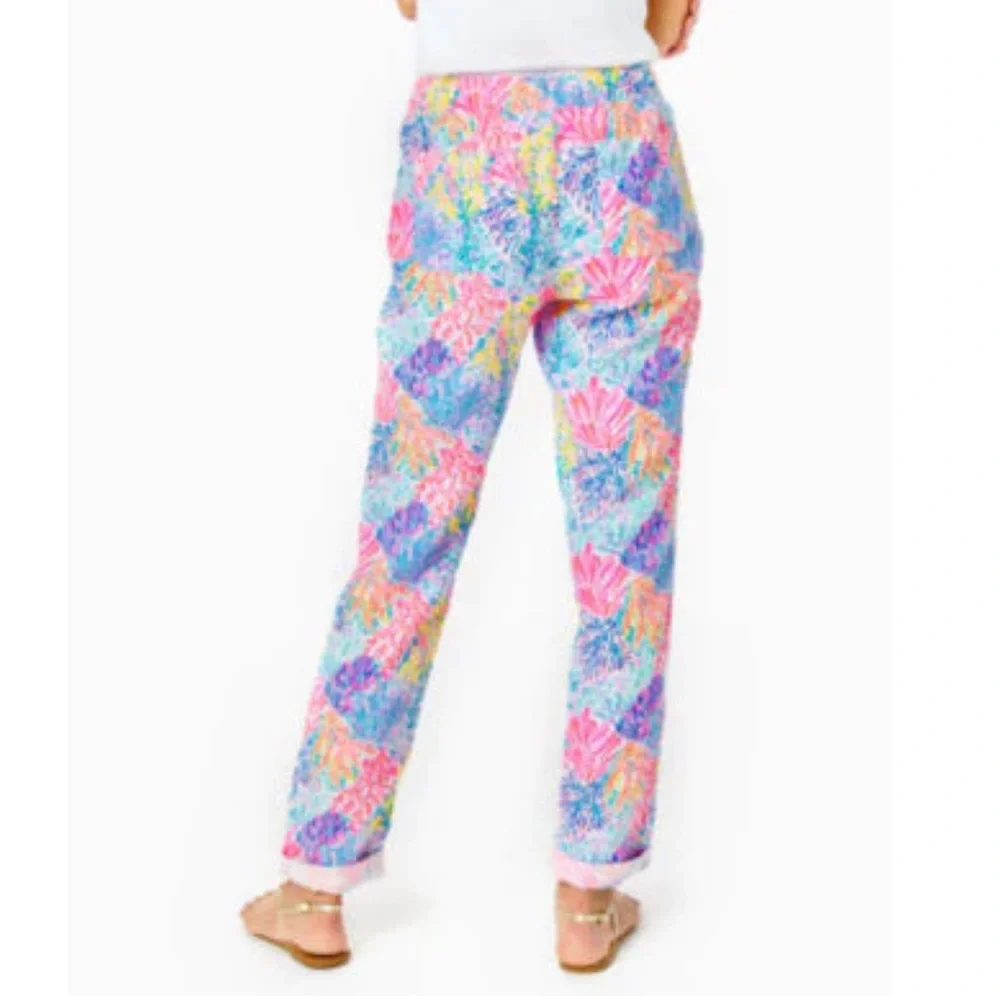 ✨NWT✨ Lilly Pulitzer 31" Taron Mid-Rise Linen Pant - Multi Splashdance Size XS - Picture 8 of 9